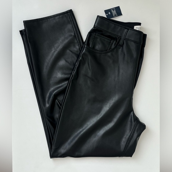 Abercrombie & Fitch The Ankle Straight Ultra High Rise faux leather pants 29 NEW - Picture 8 of 8